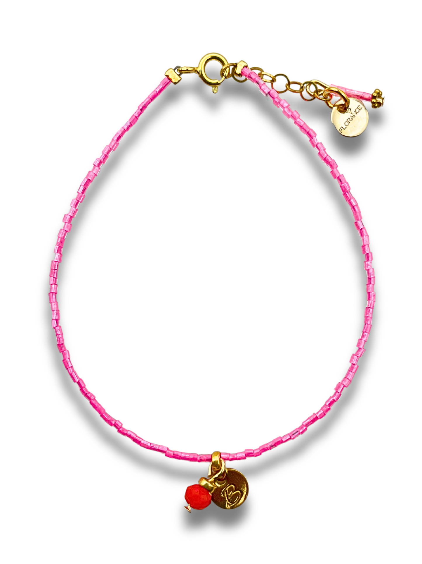 Armband - FUCHSIA mit Letter und Birthstone