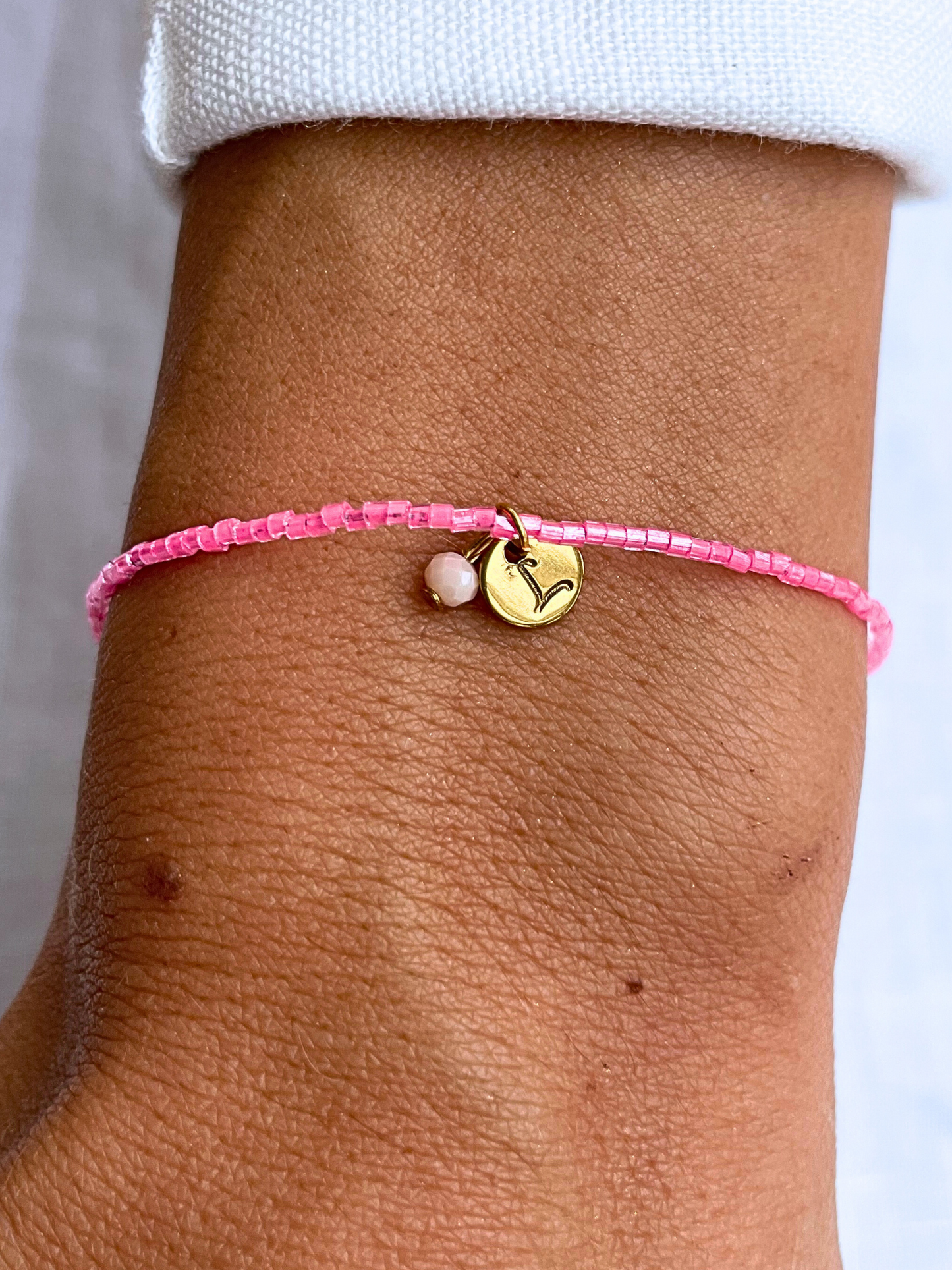 Armband - FUCHSIA mit Letter und Birthstone